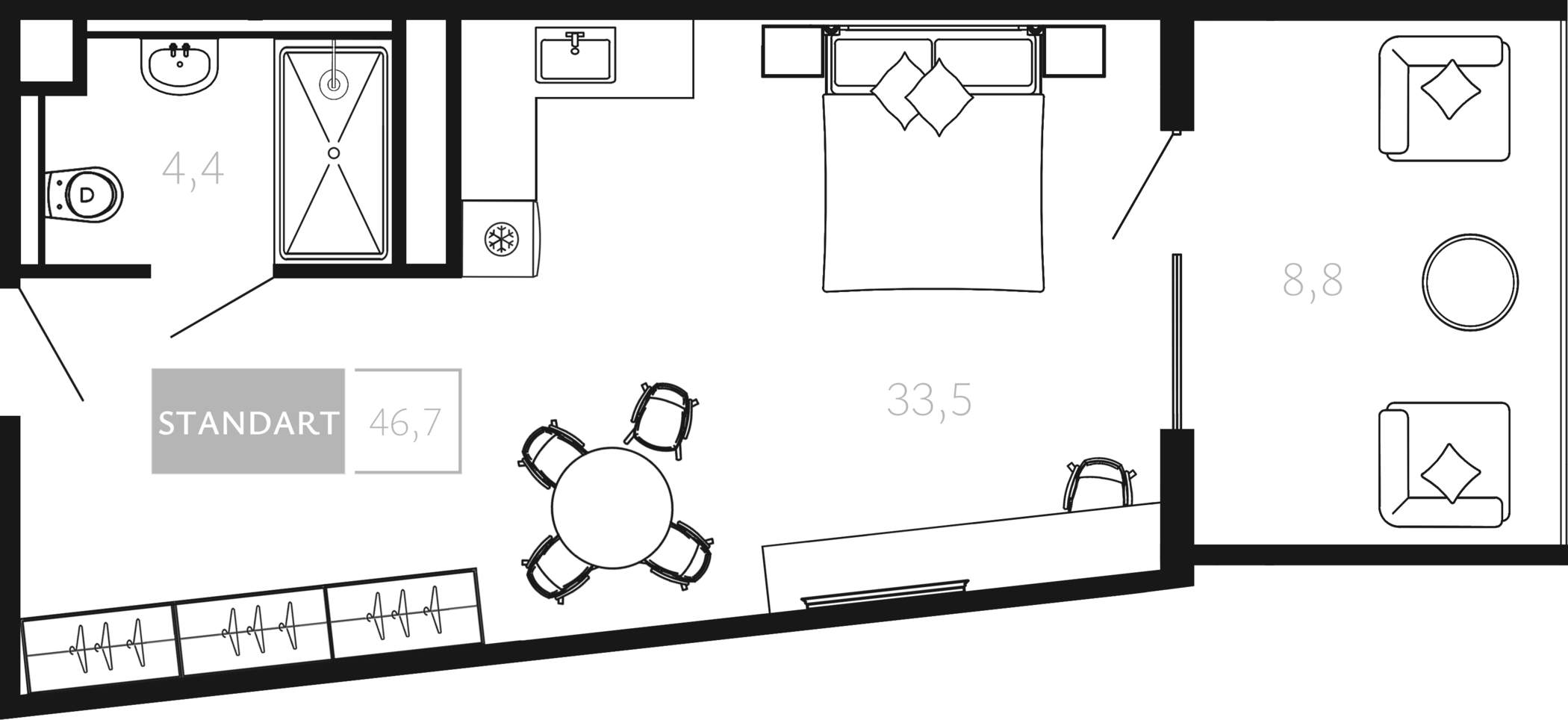 Студия, 37.9 м², 3/4 этаж, ЖК «Палаццо Де Агой»