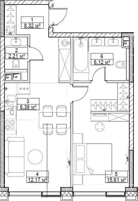 2-комн., 50.81 м², 4/10 этаж, ЖК «Сити Бэй»