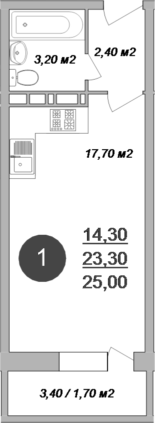 Студия, 23.3 м², 5/17 этаж, ЖК «Новые Островцы»