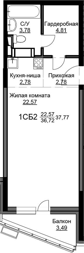 Студия, 36.72 м², 11/17 этаж, ЖК «Соболевка»