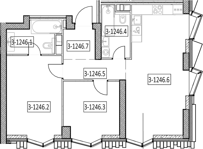 3-комн., 71.5 м², 3/55 этаж, ЖК «Айс Тауэрс»