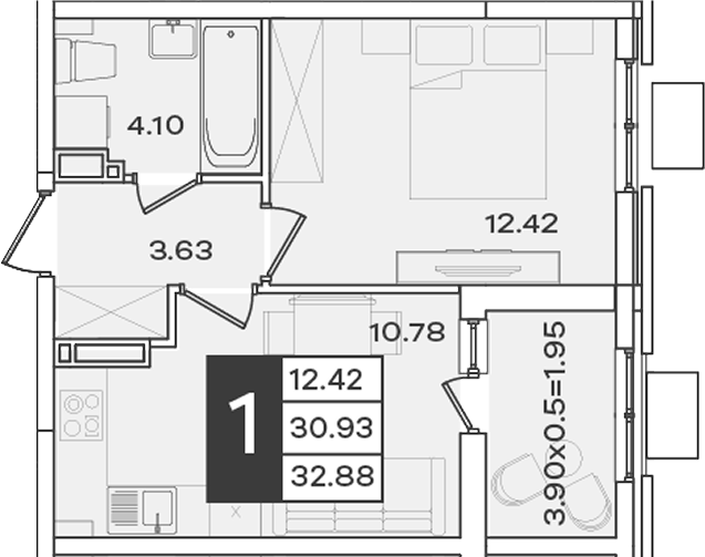 Продается 1-комн. квартира, 30.93 м²