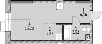 Студия, 25.7 м², 10/21 этаж, ЖК «N'ICE LOFT»