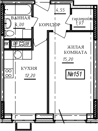 1-комн., 37.9 м², 14/16 этаж, ЖК «Краснофлотский»