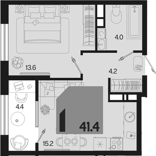 1-комн. квартира, 37 м² в ЖК Первое место — фото 2