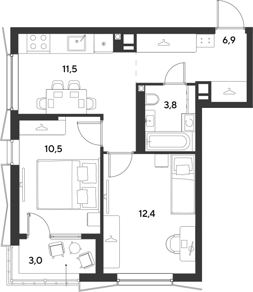 Продается 2-комн. квартира, 45.1 м²