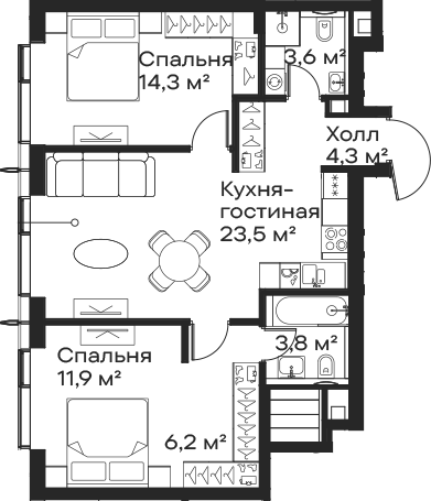 3-комн. Сити Бэй