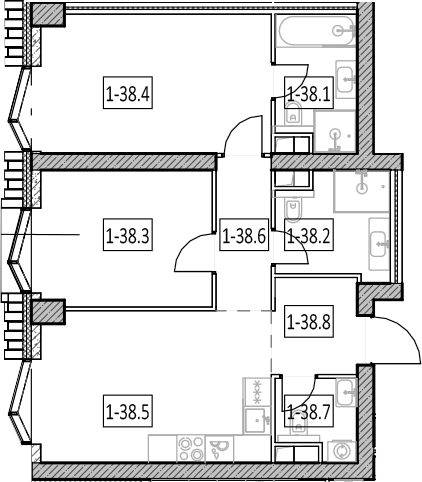 3-комн., 62.3 м², 4/57 этаж, ЖК «Айс Тауэрс»