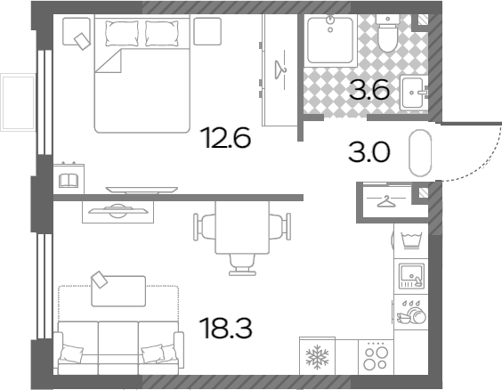 2-комн., 37.5 м², 17/17 этаж, ЖК «Лучи»