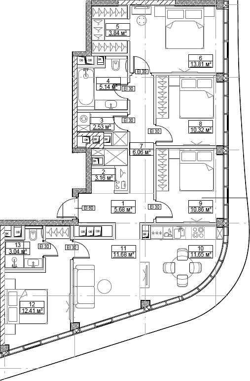 4+ комнаты, 100.18 м², 43/49 этаж, ЖК «Сити Бэй»