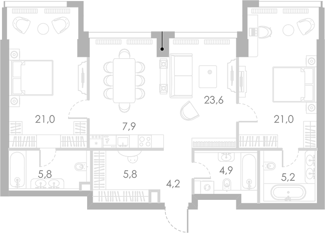 3-комн., 99.4 м², 8/46 этаж, ЖК «Ривер Парк Кутузовский»
