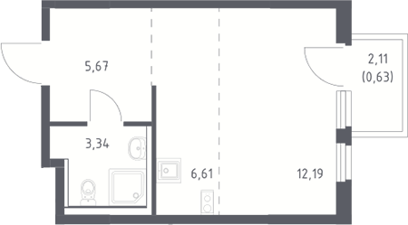 Студия, 27.81 м², 15/17 этаж, ЖК «Пригород Лесное»