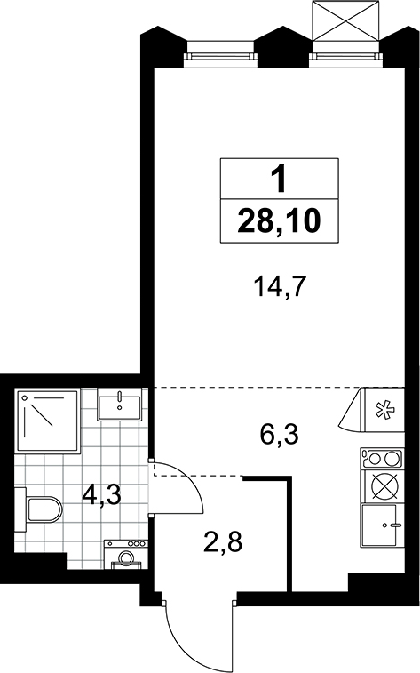 Студия, 28.1 м², 9/11 этаж, ЖК «Деснаречье»