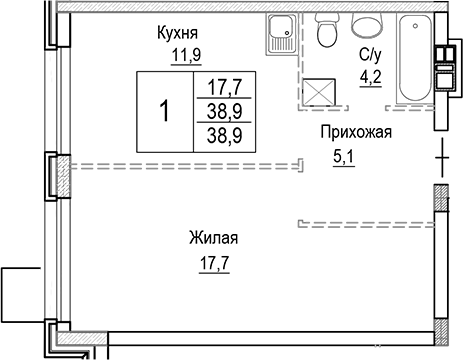 1-комн. Лесная Отрада