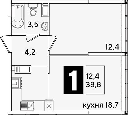 2-комн. квартира, 38.8 м² в ЖК Самолет — фото 2
