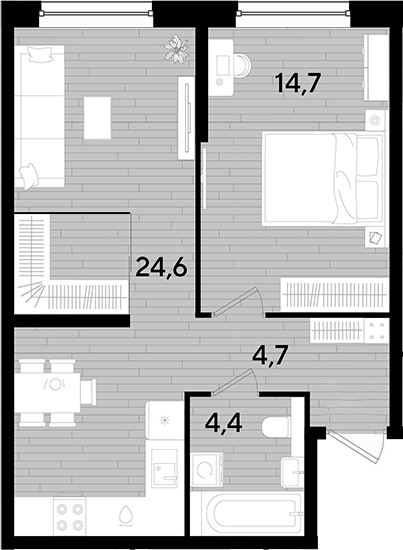 1-комн. квартира, 48.4 м² в ЖК DОГМА ПАРК — фото 2
