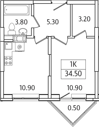 1-комн., 34 м², 7/21 этаж, ЖК «Видный Берег 2.0»