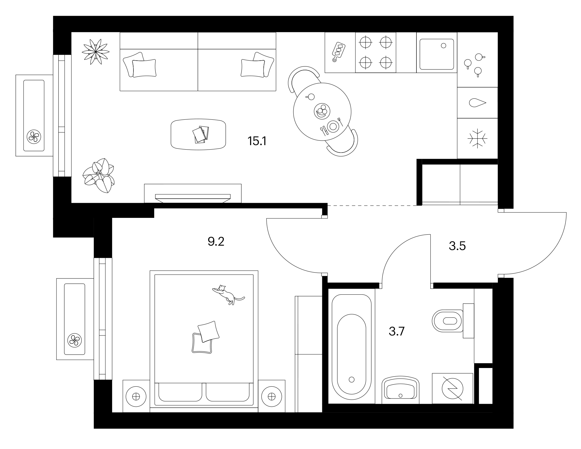 1-комн., 31.5 м², 15/25 этаж, ЖК «Белая Дача парк»