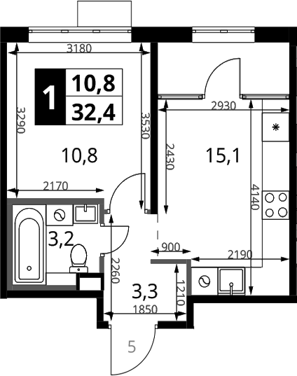 1-комн., 32.4 м², 17/17 этаж, ЖК «1-й Химкинский»