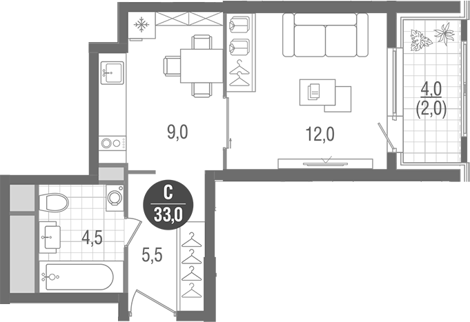 Студия, 31 м², 27/32 этаж, ЖК «Кантемировский»