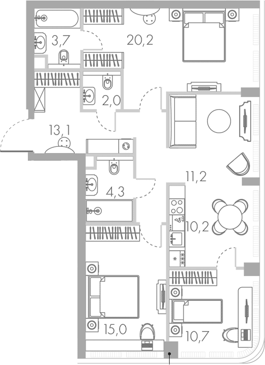 4+ комнаты, 90.4 м², 26/45 этаж, ЖК «Ривер Парк Кутузовский»