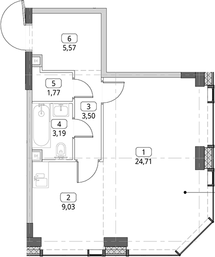 Студия, 47.77 м², 12/56 этаж, ЖК «СИТИДЗЕН»