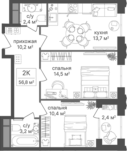 2-комн. Гостиничный комплекс Варшавские ворота