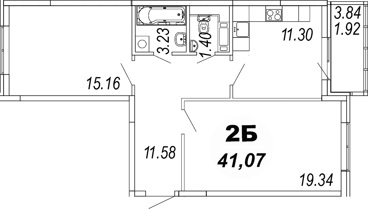 2-комн., 62.01 м², 1/4 этаж, ЖК «Шолохово»
