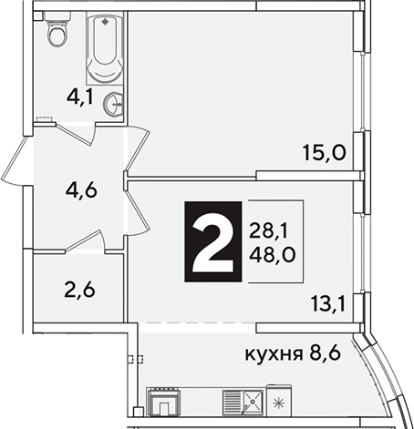 2-комн. квартира, 48 м² в ЖК Самолет — фото 2