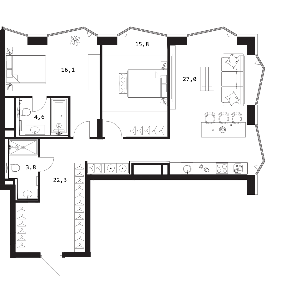 3-комн. A. Residence
