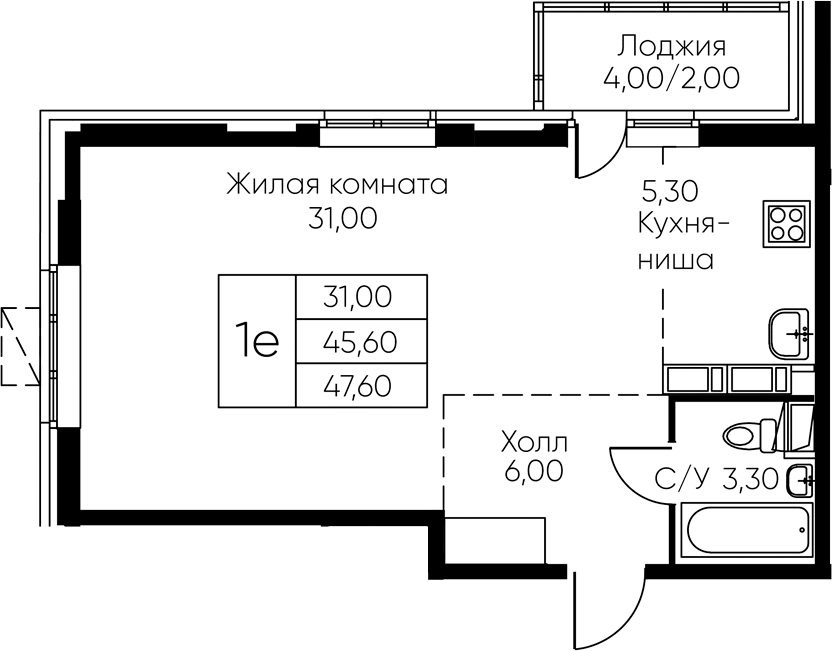 Студия, 45.6 м², 12/14 этаж, ЖК «Кашинцево»