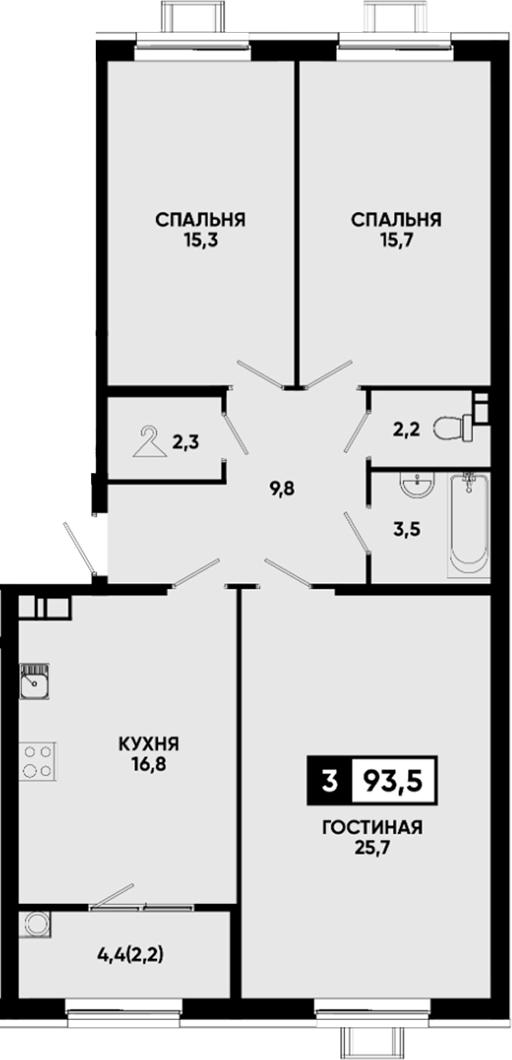 3-комн. Квартал на курорте Моя Легенда