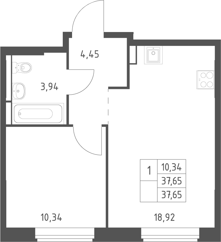2-комн., 37.65 м², 11/12 этаж, ЖК «Большое Юрлово»