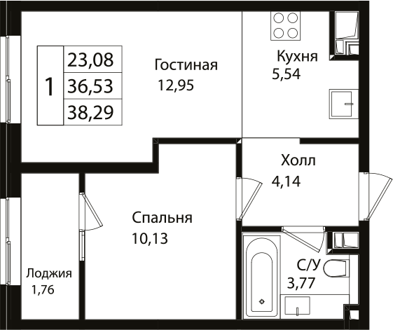 2-комн. квартира, 36.5 м² в ЖК Патрики — фото 2