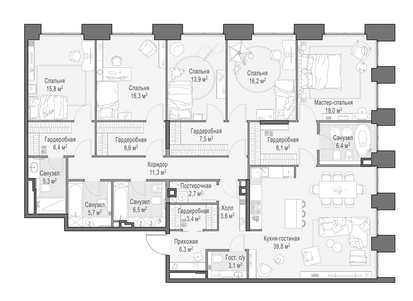 4+ комнаты, 204.7 м², 9/10 этаж, ЖК «Квартал Life Time»