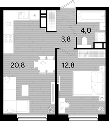 1-комн. квартира, 41.4 м² в ЖК DОГМА ПАРК — фото 2