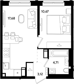 2-комн., 36.18 м², 4/18 этаж, ЖК «Парк Победы 3»