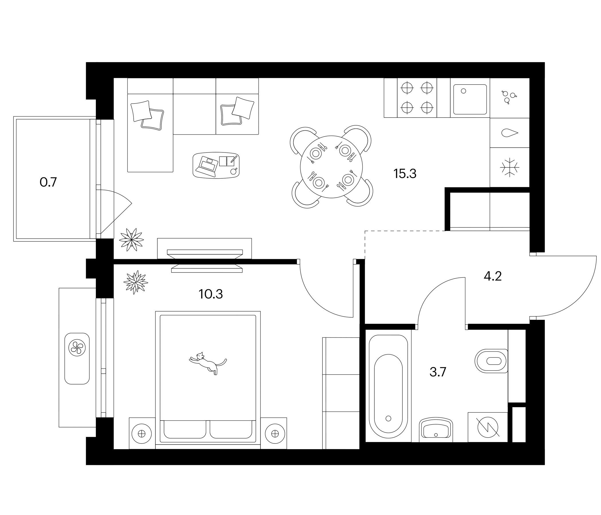 1-комн., 33.5 м², 3/25 этаж, ЖК «Белая Дача парк»