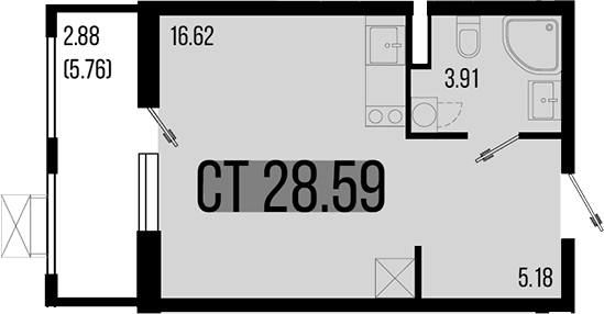Студия квартира, 25.71 м² в ЖК Цветной бульвар — фото 2