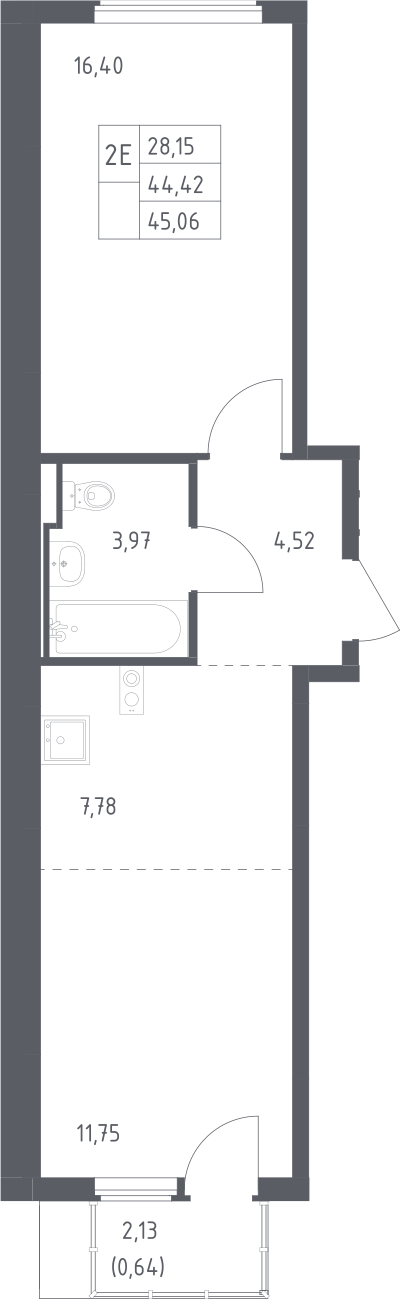 2-комн., 44.42 м², 8/14 этаж, ЖК «Остафьево»
