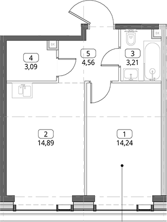 1-комн., 39.99 м², 17/26 этаж, ЖК «СИТИДЗЕН»
