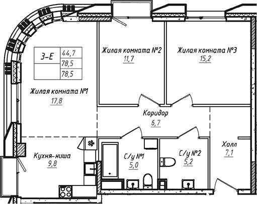 3-комн. УНО.Соколиная гора