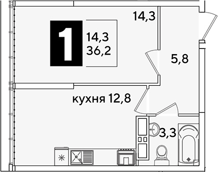 1-комн. квартира, 36.2 м² в ЖК Самолет — фото 2