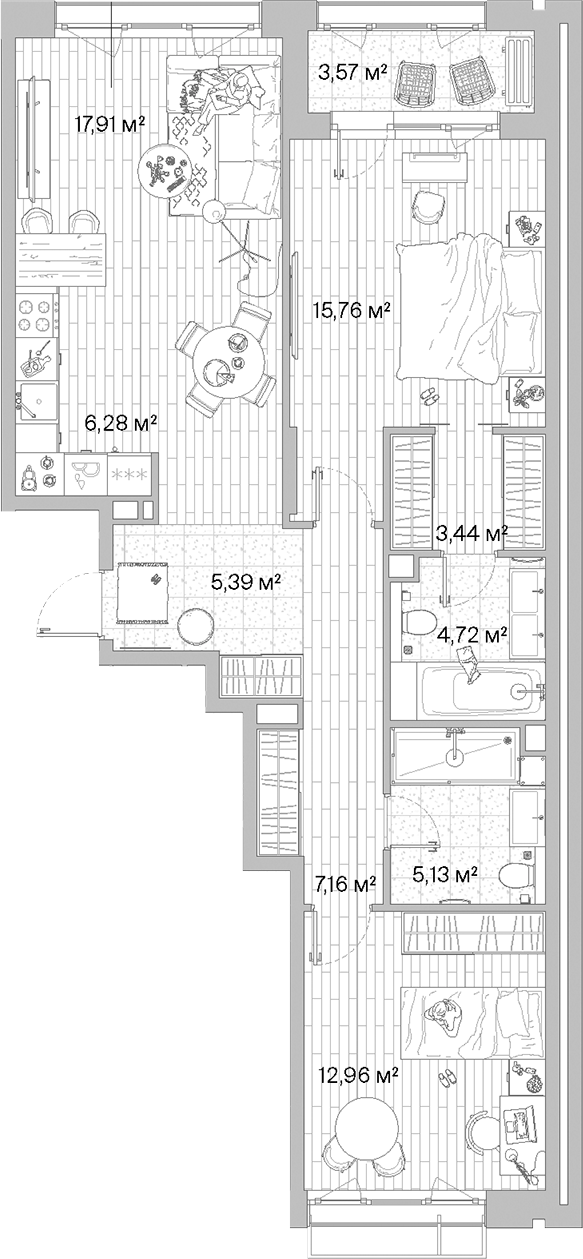 3-комн., 78.74 м², 4/8 этаж, ЖК «МЫС»