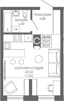 Студия квартира, 30.49 м² в ЖК Иначе в Молодежном — фото 2