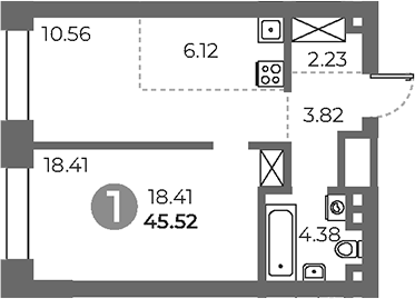 2-комн., 45.52 м², 16/24 этаж, ЖК «Павелецкая от Гранель»