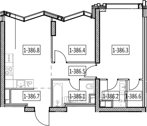 3-комн., 57.5 м², 40/57 этаж, ЖК «Айс Тауэрс»