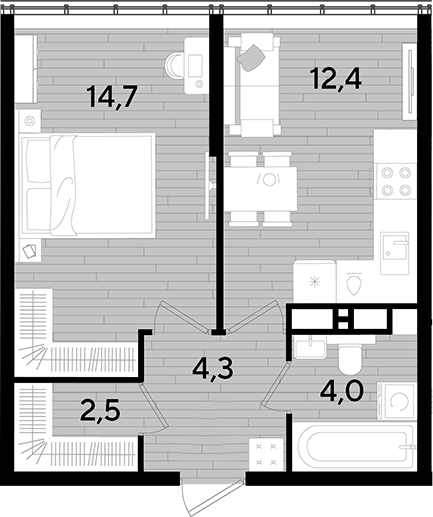 1-комн. квартира, 37.9 м² в ЖК DОГМА ПАРК — фото 2