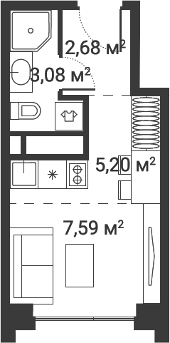 Студия, 18.55 м², 25/25 этаж, ЖК «Первый Нагатинский»