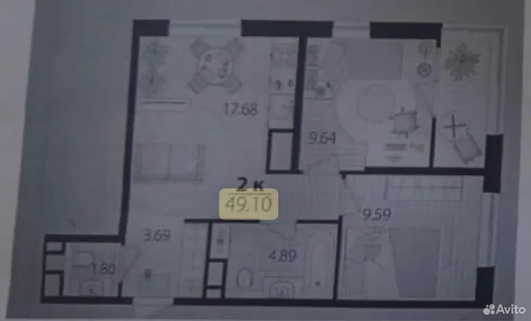 2-комн. квартира, 49.1 м² — фото 2